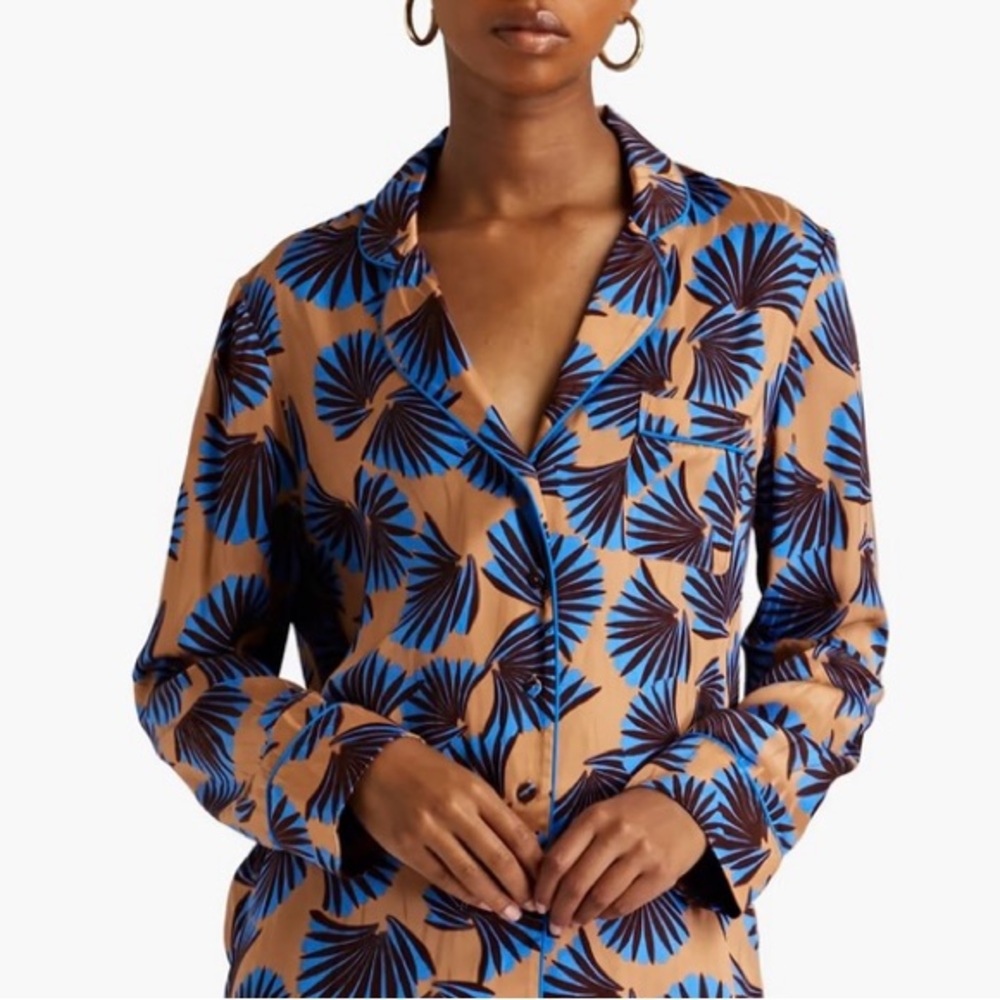 Diane von Furstenberg Printed Jacquard Shirt Women Size 2